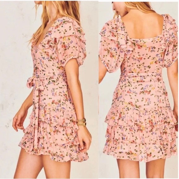 Loveshackfancy Kimbra ruffle floral peach orange floral size 4 - Picture 4 of 16